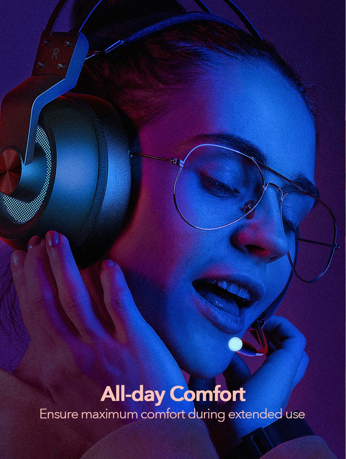 Wired Gaming Headset with Microphone for PC, 50mm Drivers, Inline Volume Control, Over Ear Gaming Headphones with LED, Noise Cancelling Kids Gaming Headsets for Laptop, Computer, PS5, PS4, Xbox One