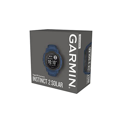 Garmin Instinct 2 Solar, Rugged GPS Smartwatch, Built-in Sports Apps and Health Monitoring, Solar Charging and Ultratough Design Features, Tidal Blue