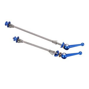 Ranvo Bike Hub Quick Release Poles, CNC Cutting Good Performance Front Rear Titanium Alloy Axle Skewer Lever for Road Bike(Blue)