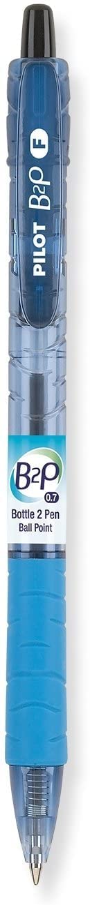 PILOT B2P - Bottle to Pen Refillable & Retractable Ball Point Pen Made From Recycled Bottles, Fine Point, Black Ink, 6 PACK