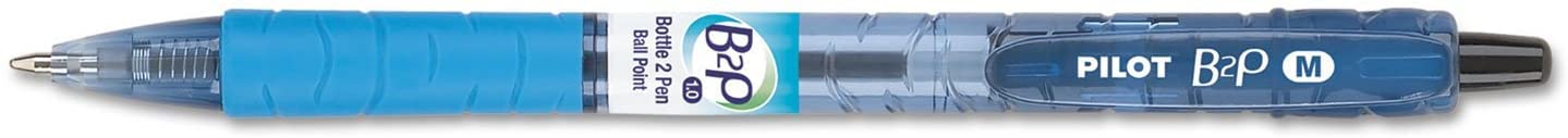 PILOT B2P - Bottle to Pen Refillable & Retractable Ball Point Pen Made From Recycled Bottles, Fine Point, Black Ink, 6 PACK