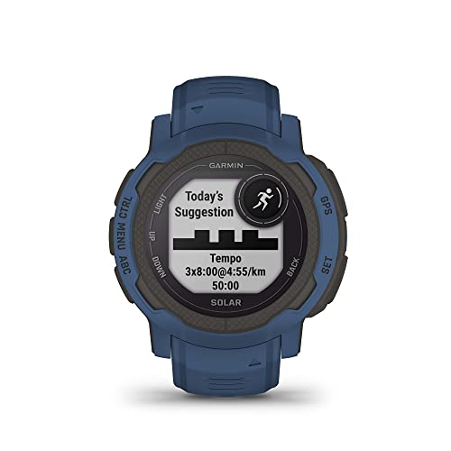 Garmin Instinct 2 Solar, Rugged GPS Smartwatch, Built-in Sports Apps and Health Monitoring, Solar Charging and Ultratough Design Features, Tidal Blue