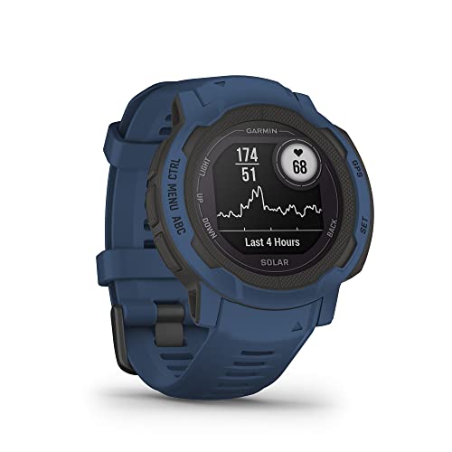 Garmin Instinct 2 Solar, Rugged GPS Smartwatch, Built-in Sports Apps and Health Monitoring, Solar Charging and Ultratough Design Features, Tidal Blue