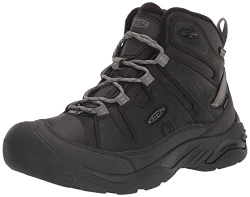 KEEN Men's Circadia Mid Heigh Polar Insulated Waterproof Hiking Boots, Black/Steel Grey, 10