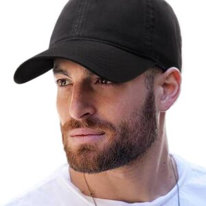 FURTALK Men and Women Vintage Washed Distressed Cotton Baseball Cap Plain Blank Adjustable Classic Baseball Hat Cap Black/Beige