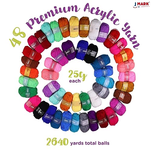 J MARK Premium Crochet Kit -includes 2,640 Yards of Acrylic Yarn for Crocheting Complete Crochet Set