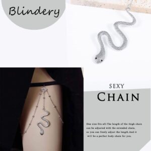 Blindery Snake Thigh Chain Jewelry Silver Leg Chain Sexy Leg Jewelry Beads Party Rave for Women and Girls