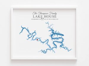 lake of the ozarks map, lake home decoration, lake house decor, watercolor print personalized lakehouse gift