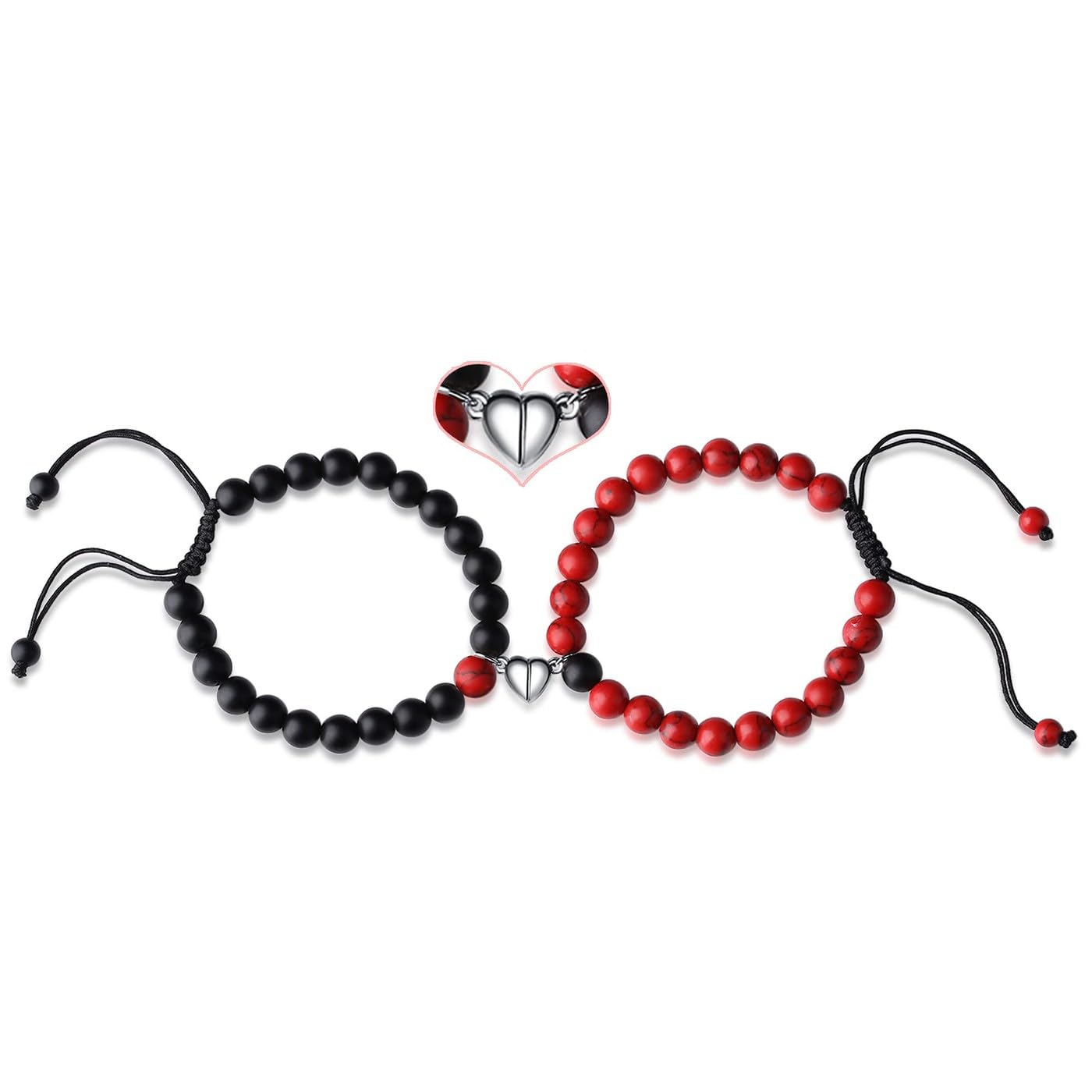 XIANNVXI Couples Bracelets His and Her Matching Couple Valentines Day Gifts Bracelets Jewelry (Black&Red)