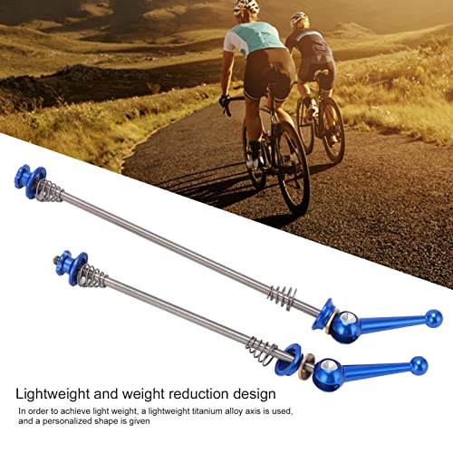 Ranvo Bike Hub Quick Release Poles, CNC Cutting Good Performance Front Rear Titanium Alloy Axle Skewer Lever for Road Bike(Blue)