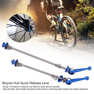 Ranvo Bike Hub Quick Release Poles, CNC Cutting Good Performance Front Rear Titanium Alloy Axle Skewer Lever for Road Bike(Blue)