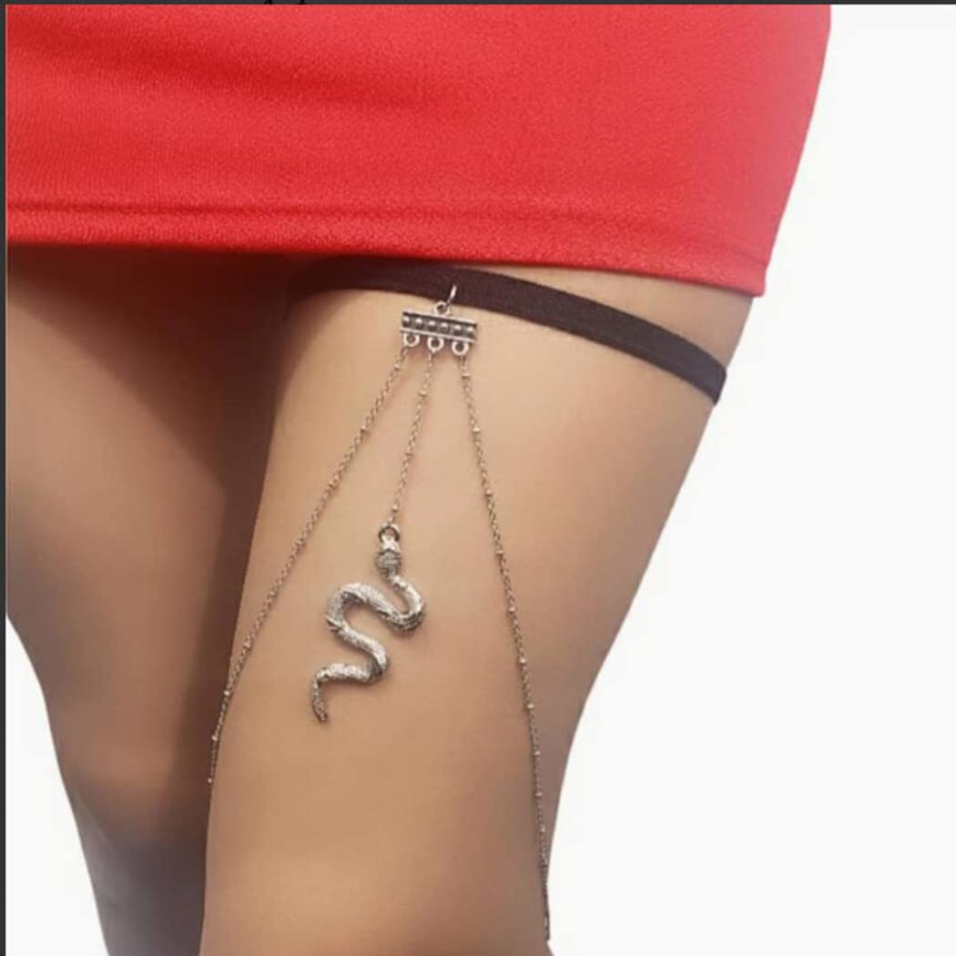 Blindery Snake Thigh Chain Jewelry Silver Leg Chain Sexy Leg Jewelry Beads Party Rave for Women and Girls