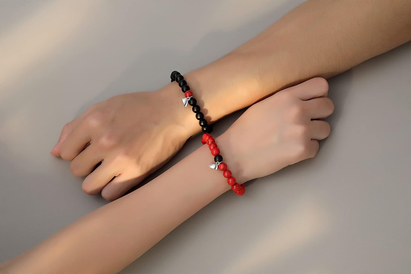 XIANNVXI Couples Bracelets His and Her Matching Couple Valentines Day Gifts Bracelets Jewelry (Black&Red)