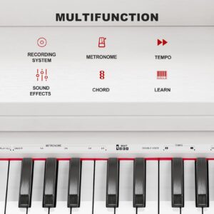 UMOMO U-710 88 Key Digital Piano Keyboard with Piano Bench, Full Size Electric Piano with Piano Stand, Headphone Jack, 3 Pedal, Electronic Piano for Beginner, Adults, White