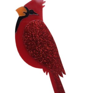 Generic Bird Brooch Pin for Women and Men, Acrylic Cardinal Red Bird Christmas Pin with Glitter, Winter Bird Jewelry for the Holidays