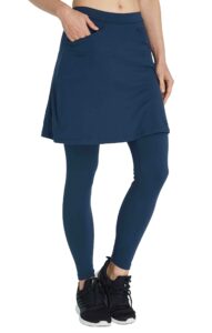 alvon women knee length skirts with leggings modest skirt with leggings golf skirt with leggings athletic skort with leggings hiking navy l