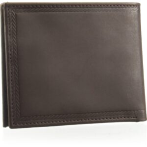 Nautica Men's Sail Embossed Bifold Leather Wallet with 6 slots and RFID Protection, Brown