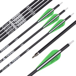 Archery Bow Carbon Arrow Hunting Target Practice Arrows 26 Inch with Removable Tips for Compound & Recurve Bow Spine 500 12PCS Pack