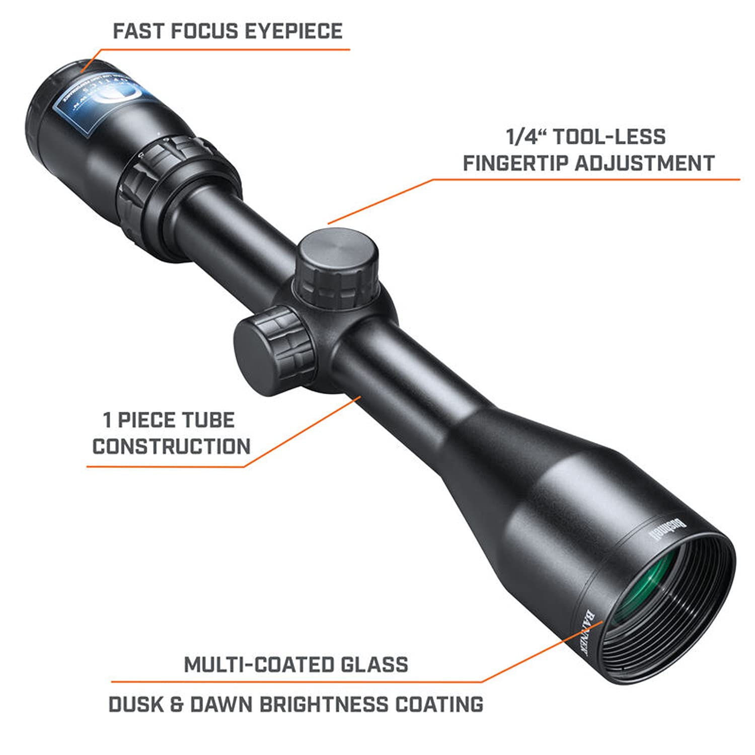 Bushnell Banner Dusk & Dawn 3-9x40 Matte Black Multi-X Reticle Riflescope with Scope Rings (3.46" Eye Relief)