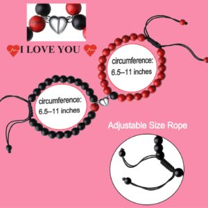 XIANNVXI Couples Bracelets His and Her Matching Couple Valentines Day Gifts Bracelets Jewelry (Black&Red)