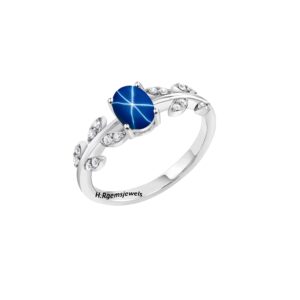 Designer Blue Star Sapphire Ring Wedding Ring Statement Ring Women Bridal Ring 925 Sterling Silver Ring Lab Created Lindy Star Ring Gift For Her (Sterling Silver, 7)