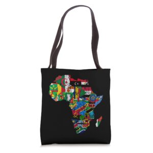 african flags, african silhouette, africa map, african pride tote bag