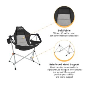 KingCamp Hammock Camping Chair Folding Rocking Chair Heavy Duty Portable Swing Recliner Chair with Pillow for Outdoor Lawn Backyard Picnic, Black