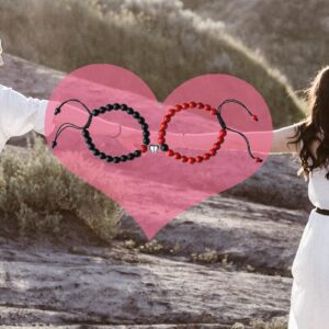 XIANNVXI Couples Bracelets His and Her Matching Couple Valentines Day Gifts Bracelets Jewelry (Black&Red)