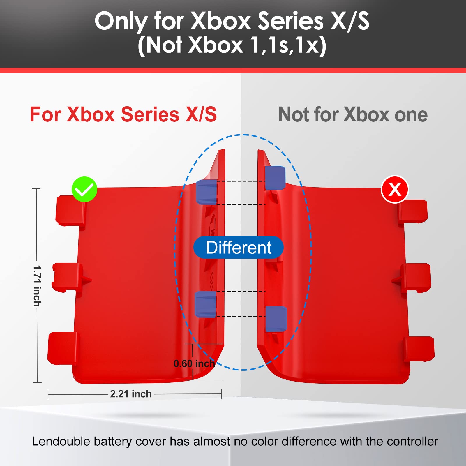 Replacement Battery Cover for Xbox Series X Controller, Batteries Back Shell Door Lid Repair Part Compatible with Pulse Red Xbox Series S & Core Controller Wireless, Remote Battery Backing Pack of 4