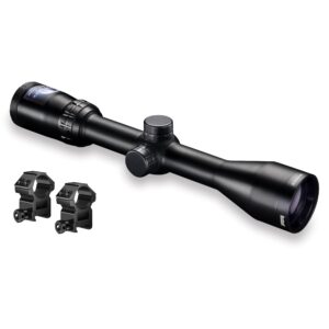 bushnell banner dusk & dawn 3-9x40 matte black multi-x reticle riflescope with scope rings (3.46" eye relief)