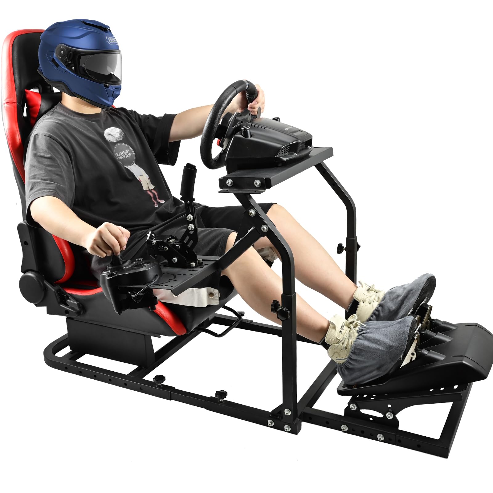 Anman Generic Racing Simulator Cockpit with Racing Seat fit for Logitech Fanatec Thrustmaster G27,G29,G920,T500RS,T300RS,Racing Wheel Stand Video Game fit for PC,PS4,Xbox,Wheel Shifter Pedals Without