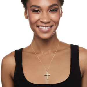 Ross-Simons Ethiopian Opal Cross Pendant Necklace in 18kt Gold Over Sterling. 18 inches