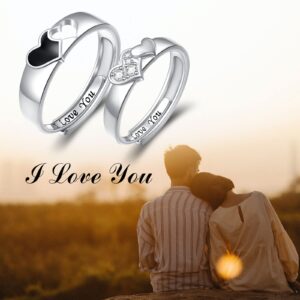 Promise Rings for Couples Matching Rings Sets 925 Sterling Silver I Love You Engagement Ring for Her and Him Wedding Band Adjustable Couple Rings for 2 Women Size 68 Men Size 911, Precious Metal,