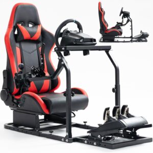 anman generic racing simulator cockpit with racing seat fit for logitech fanatec thrustmaster g27,g29,g920,t500rs,t300rs,racing wheel stand video game fit for pc,ps4,xbox,wheel shifter pedals without