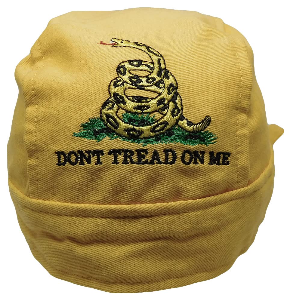 Gadsden Don't Tread On Me DTOM Yellow Embroidered Do Rag Doo Rag Skull Cap Head Wrap