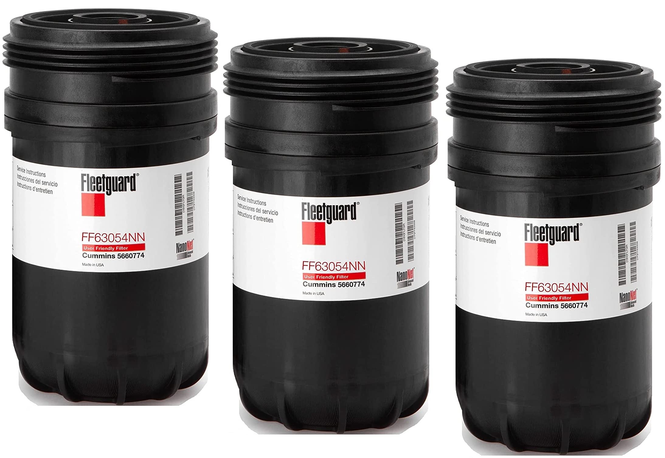 FF63054NN Fleetguard Fuel Filter (Pack of 3), Replaces FF63009