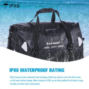 WILD HEART Waterproof Motorcycle Duffel Bag PVC500D With Rope Straps and Inner Pocket 40L 66L 100L for Kayaking, Camping, Boating,Motorcycle