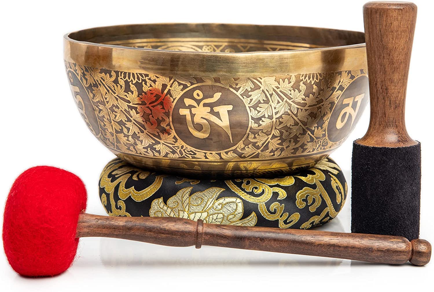 Large Tibetan Singing Bowl Set - 9.5" Master Healing Grade For Sound Bath Chakra 7 Metal Meditation Yoga By Himalayan Bazaar