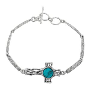 Silpada 'Cross To Wear' Pressed Turquoise Bracelet in Sterling Silver, 7.25"