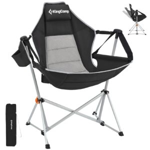 kingcamp hammock camping chair swinging rocking chair for adults lawn beach camp outside portable folding chair hold up to 264lbs with adjustable back support carrying bag cup holder