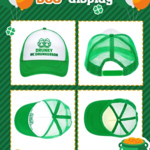 St. Patrick's Day Trucker Hat 2 Pieces Irish Green Mesh Cap Shamrock Hat Saint Patrick's Day Accessories Four-Leaf Clover Baseball Cap