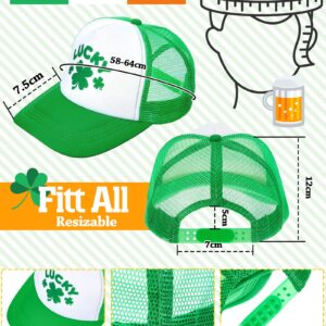 St. Patrick's Day Trucker Hat 2 Pieces Irish Green Mesh Cap Shamrock Hat Saint Patrick's Day Accessories Four-Leaf Clover Baseball Cap