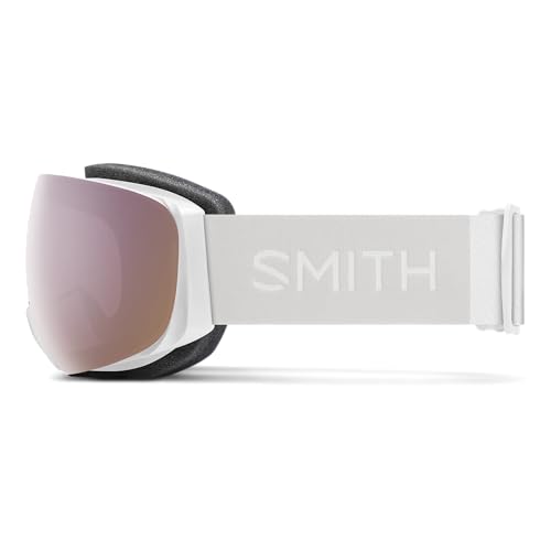 SMITH I/O MAG S Goggles with ChromaPop Lens for Women – Performance Snowsports Goggles with Easy Lens Change Technology for Skiing & Snowboarding – White Vapor + Everyday Rose Gold Mirror Lens