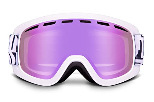 Columbia Unisex Snow Goggles BENTON SPRINGS - Typo White/Black Patch with Pink Ion Lens