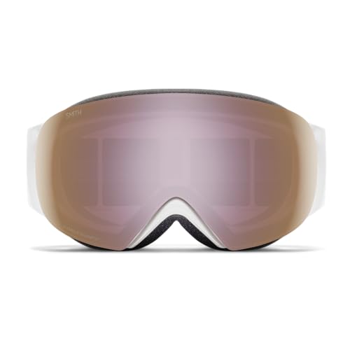 SMITH I/O MAG S Goggles with ChromaPop Lens for Women – Performance Snowsports Goggles with Easy Lens Change Technology for Skiing & Snowboarding – White Vapor + Everyday Rose Gold Mirror Lens