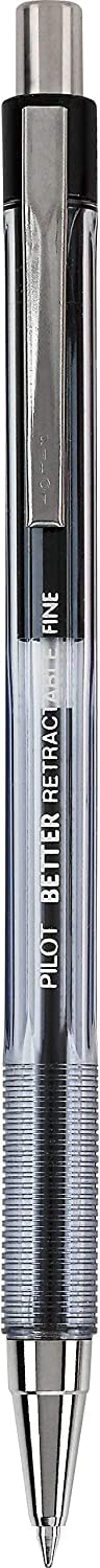 PILOT The Better Ball Point Pen Refillable & Retractable Ballpoint Pens, Fine Point, Black Ink, 6 PACK