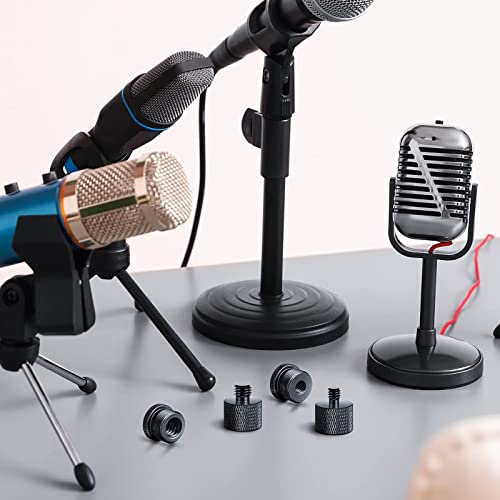 Hotop 4 Pieces Mic Stand Adapter 5/8 Female to 3/8 Male & 3/8 Female to 5/8 Male 5/8 Female to 1/4 Male & 1/4 Female to 5/8 Male Combo Pack Microphone Stand Adapter to Camera Tripod Adapter