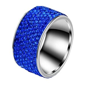 pauro women's men's stainless steel 12mm simple high polished wedding band micro pave cubic zirconia ring silver dark blue size 13