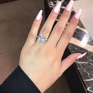 ZJQZBSS S925 Sterling Silver Plated 18K White Gold Ladies Wedding Ring AAA Cubic Zirconia Diamond Ring Engagement Wedding Princess Square Diamond Ring Jewelry (7)