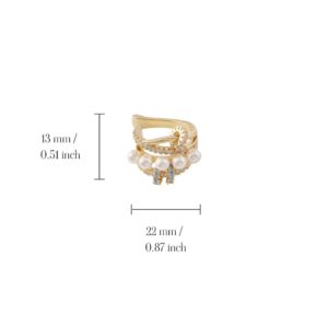 Korean Cuff Geometric Multi-Row Earrings for Women Teen Girls,Copper, Gold Color, Cubic Zirconia, Lightweight, IKIKATA 2022 K-pop K-drama Fashion Minimalist Trend Female Gift & Jewelry